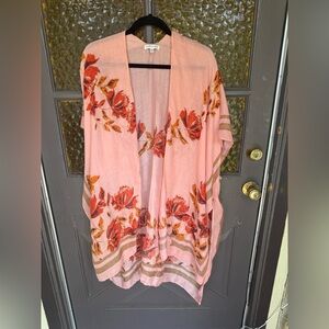 Woven heart Floral Pink Kimono Cardigan shawl